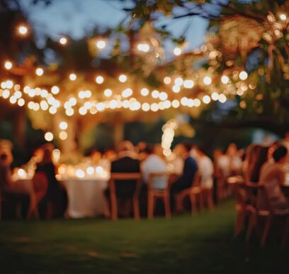 2️⃣,Blurred,Background,Of,An,Outdoor,Wedding,Party,With,String